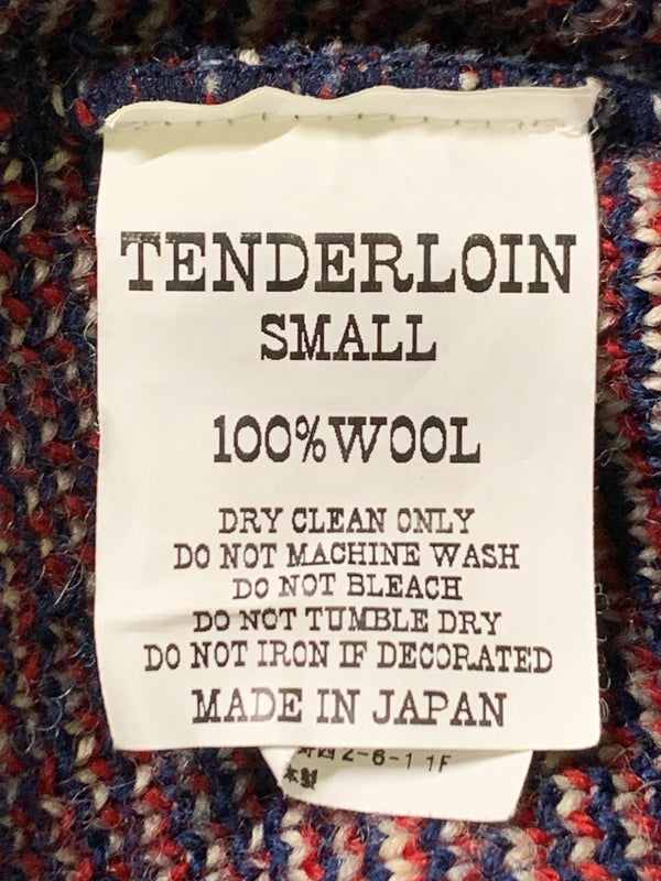 【中古品】【メンズ】 TENDERLOIN テンダーロイン トーテムポール柄 ニット メンズ セーター 長袖 142-260621-hu-04-min サイズ：S カラー：ブルー系 万代Net店