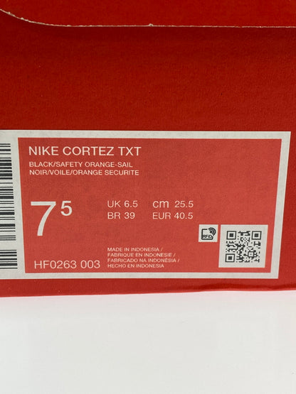【中古美品】【メンズ】 NIKE ナイキ CORTEZ TEXTILE コルテッツ テキスタイル "BLACK SAIL MUSLIN SAFETY ORANGE" HF0263-003 靴 スニーカー シューズ 160-260624-hu-03-min サイズ：25.5cm US7.5 カラー：ブラック/セイル/モスリン/セーフティオレンジ 万代Net店