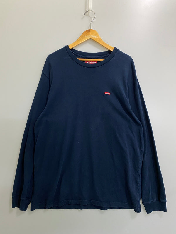 【中古品】【メンズ】 SUPREME シュプリーム SMALL BOX LOGO L/S TEE スモールボックスロゴロングスリーブTシャツ 長袖Tシャツ トップス 149-260623-yn-09-min サイズ：L カラー：ネイビー 万代Net店