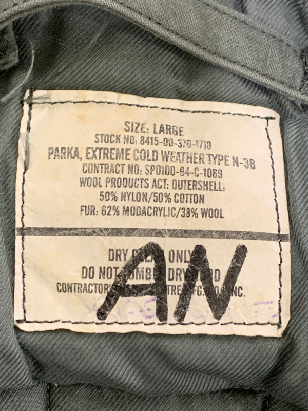 【中古品】【メンズ】 US.AIRFORCE アメリカ空軍 TYPE N-3B PARKA SP0100-94-C-1069 タイプ N-3B パーカー アウター 146-260622-yn-13-min サイズ：L カラー：オリーブグリーン 万代Net店