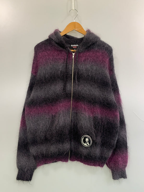 【中古品】【メンズ】 SUPREME シュプリーム HYSTERIC GLAMOUR 24AW MOHAIR ZIP UP HOODED SWEATER ヒステリックグラマー モヘア ジップアップフーデッドセーター トップス 149-260622-yn-11-min サイズ：XL カラー：ブラック/パープル 万代Net店