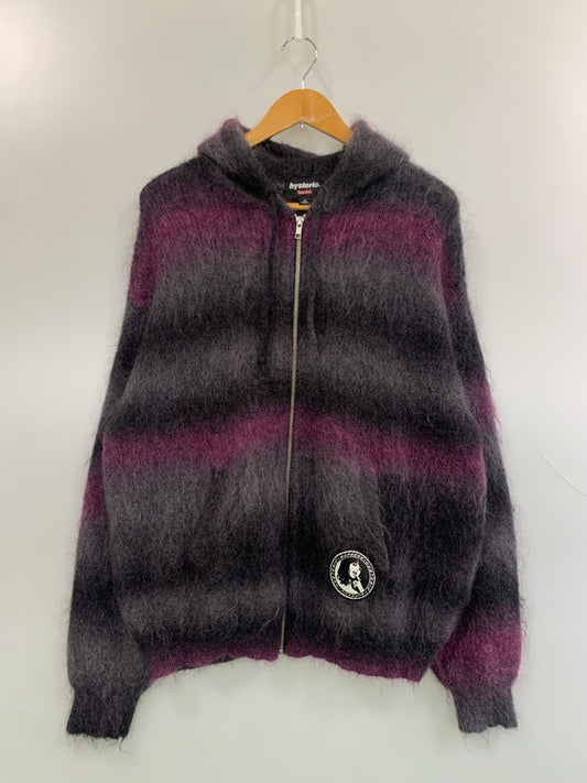 【中古品】【メンズ】 SUPREME シュプリーム HYSTERIC GLAMOUR 24AW MOHAIR ZIP UP HOODED SWEATER ヒステリックグラマー モヘア ジップアップフーデッドセーター トップス 149-260622-yn-11-min サイズ：XL カラー：ブラック/パープル 万代Net店