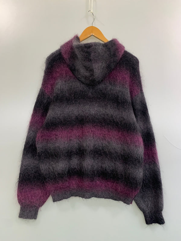 【中古品】【メンズ】 SUPREME シュプリーム HYSTERIC GLAMOUR 24AW MOHAIR ZIP UP HOODED SWEATER ヒステリックグラマー モヘア ジップアップフーデッドセーター トップス 149-260622-yn-11-min サイズ：XL カラー：ブラック/パープル 万代Net店