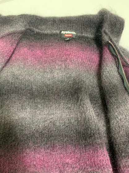 【中古品】【メンズ】 SUPREME シュプリーム HYSTERIC GLAMOUR 24AW MOHAIR ZIP UP HOODED SWEATER ヒステリックグラマー モヘア ジップアップフーデッドセーター トップス 149-260622-yn-11-min サイズ：XL カラー：ブラック/パープル 万代Net店