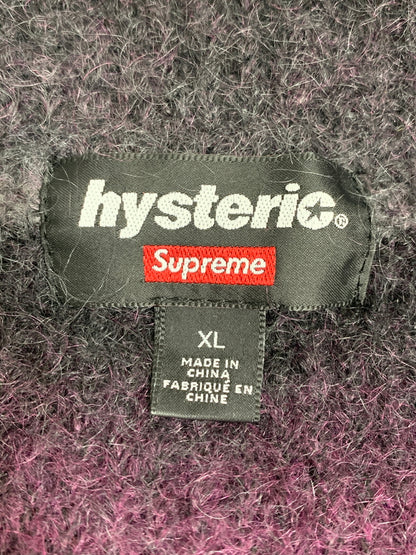 【中古品】【メンズ】 SUPREME シュプリーム HYSTERIC GLAMOUR 24AW MOHAIR ZIP UP HOODED SWEATER ヒステリックグラマー モヘア ジップアップフーデッドセーター トップス 149-260622-yn-11-min サイズ：XL カラー：ブラック/パープル 万代Net店
