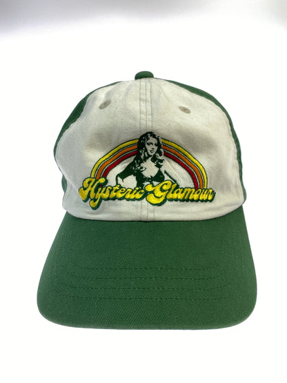 【中古品】【メンズ】 HYSTERIC GLAMOUR ヒステリックグラマー HG RAINBOW CAP エイチジー レインボー キャップ 02251QH06 帽子 185-260624-hu-09-min サイズ：FREE カラー：グリーン/ホワイト 万代Net店