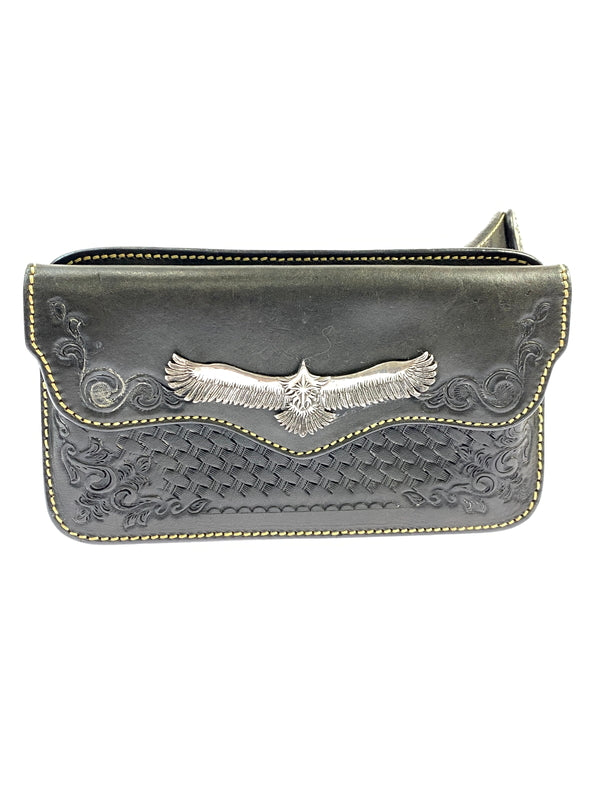 【中古品】【メンズ】 SAAD サード EAGLE LEATHER SHOULDER BAG イーグル レザー ショルダーバッグ カバン 188-260625-jt-06-min カラー：ブラック 万代Net店