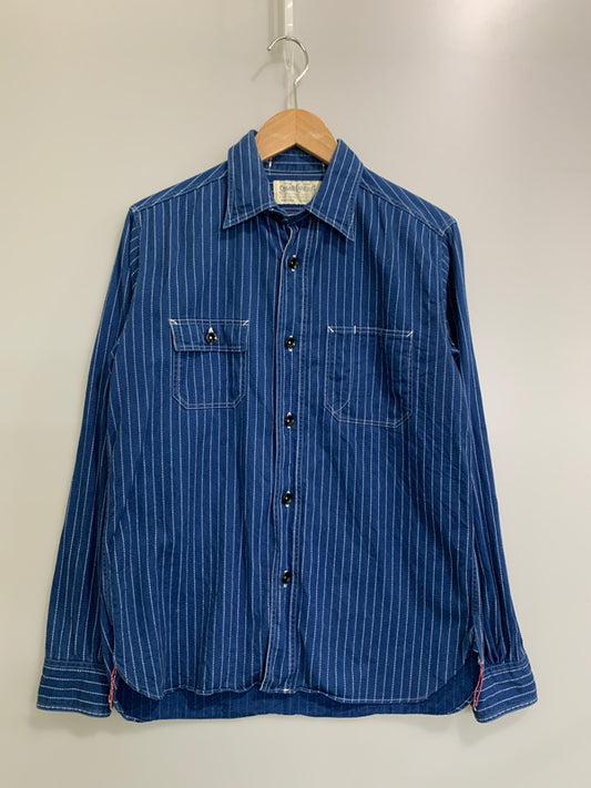 【中古品】【メンズ】 SUGARCANE シュガーケーン FICTION ROMANCE 8.5OZ. WABASH STRIPE WORK SHIRT SC25551 ウォバッシュストライプワークシャツ 長袖シャツ トップス 145-260622-yn-10-min サイズ：S カラー：ブルー系 万代Net店