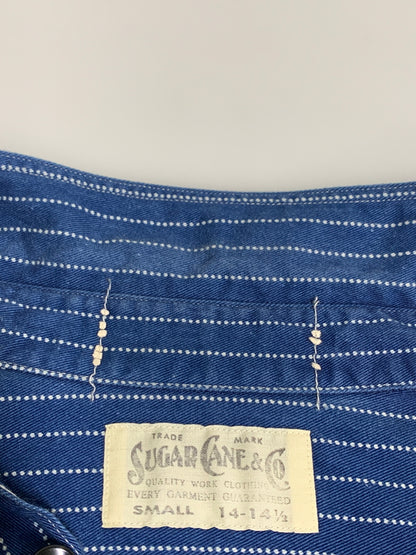 【中古品】【メンズ】 SUGARCANE シュガーケーン FICTION ROMANCE 8.5OZ. WABASH STRIPE WORK SHIRT SC25551 ウォバッシュストライプワークシャツ 長袖シャツ トップス 145-260622-yn-10-min サイズ：S カラー：ブルー系 万代Net店