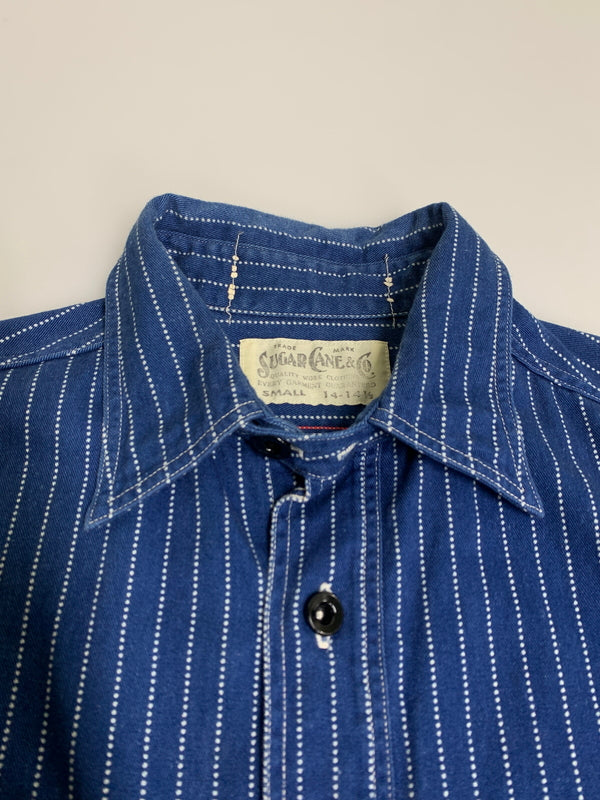 【中古品】【メンズ】 SUGARCANE シュガーケーン FICTION ROMANCE 8.5OZ. WABASH STRIPE WORK SHIRT SC25551 ウォバッシュストライプワークシャツ 長袖シャツ トップス 145-260622-yn-10-min サイズ：S カラー：ブルー系 万代Net店