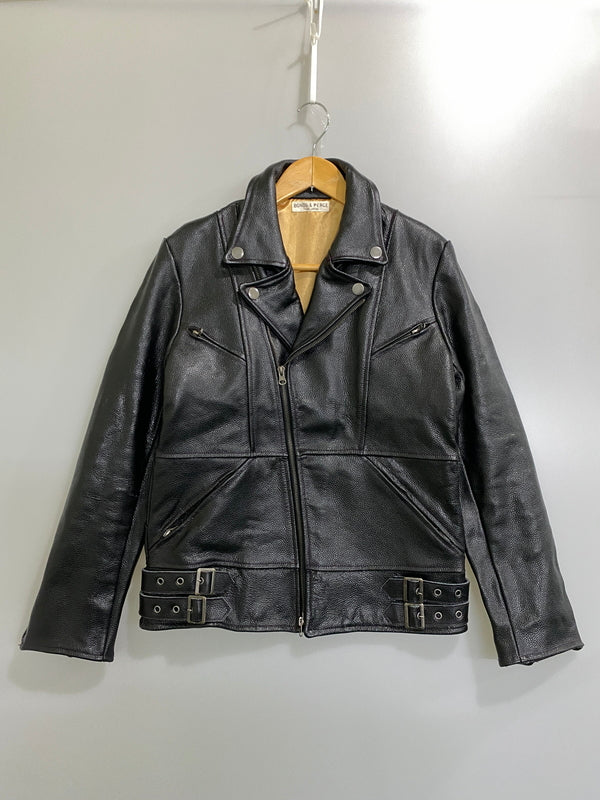 【中古品】【メンズ】 BONDS&PEACE ボンズアンドピース DOUBLE COW LEATHER JACKET BP-15AW-JK007 ダブルカウレザージャケット アウター 140-260623-yn-01-min サイズ：L カラー：ブラック 万代Net店