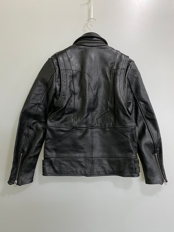 【中古品】【メンズ】 BONDS&PEACE ボンズアンドピース DOUBLE COW LEATHER JACKET BP-15AW-JK007 ダブルカウレザージャケット アウター 140-260623-yn-01-min サイズ：L カラー：ブラック 万代Net店