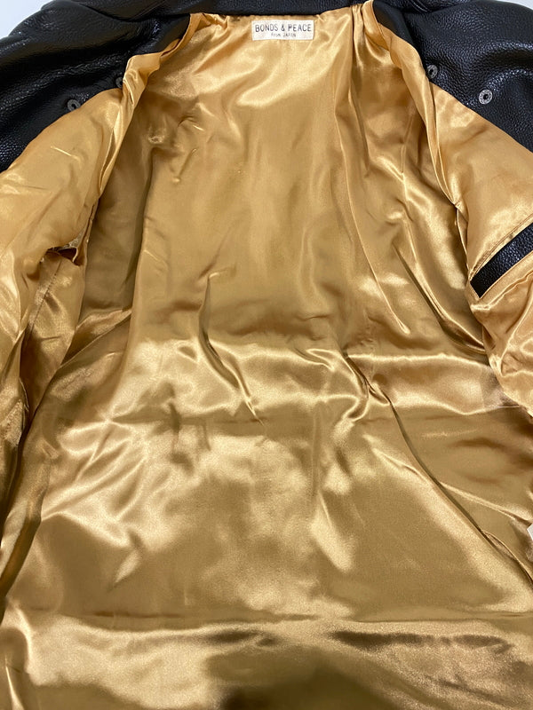 【中古品】【メンズ】 BONDS&PEACE ボンズアンドピース DOUBLE COW LEATHER JACKET BP-15AW-JK007 ダブルカウレザージャケット アウター 140-260623-yn-01-min サイズ：L カラー：ブラック 万代Net店