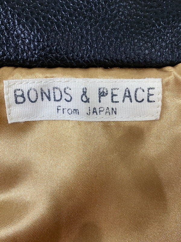 【中古品】【メンズ】 BONDS&PEACE ボンズアンドピース DOUBLE COW LEATHER JACKET BP-15AW-JK007 ダブルカウレザージャケット アウター 140-260623-yn-01-min サイズ：L カラー：ブラック 万代Net店