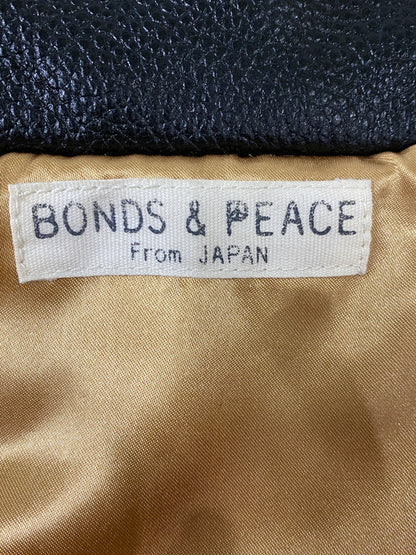【中古品】【メンズ】 BONDS&PEACE ボンズアンドピース DOUBLE COW LEATHER JACKET BP-15AW-JK007 ダブルカウレザージャケット アウター 140-260623-yn-01-min サイズ：L カラー：ブラック 万代Net店