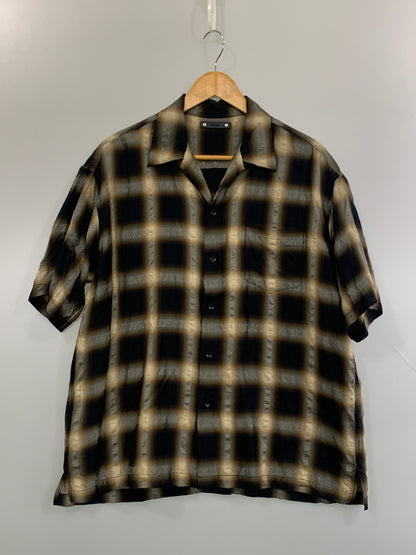 【中古品】【メンズ】 MINEDENIM マインデニム OMBRE CHECK SHIRT 2205-5001-27-032 キュプラウールオンブレチェックシャツ 半袖シャツ トップス 142-260622-yn-07-min サイズ：3 カラー：ブラック/ブラウン/カーキ系 万代Net店