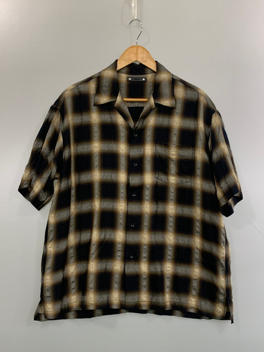 【中古品】【メンズ】 MINEDENIM マインデニム OMBRE CHECK SHIRT 2205-5001-27-032 キュプラウールオンブレチェックシャツ 半袖シャツ トップス 142-260622-yn-07-min サイズ：3 カラー：ブラック/ブラウン/カーキ系 万代Net店