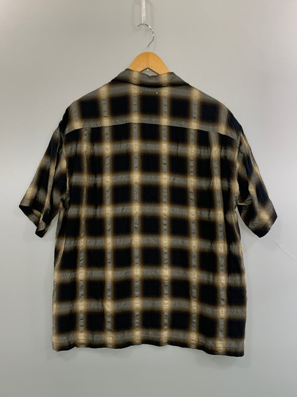 【中古品】【メンズ】 MINEDENIM マインデニム OMBRE CHECK SHIRT 2205-5001-27-032 キュプラウールオンブレチェックシャツ 半袖シャツ トップス 142-260622-yn-07-min サイズ：3 カラー：ブラック/ブラウン/カーキ系 万代Net店