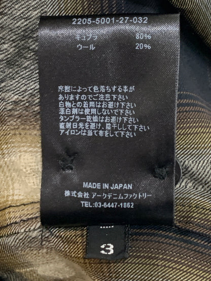 【中古品】【メンズ】 MINEDENIM マインデニム OMBRE CHECK SHIRT 2205-5001-27-032 キュプラウールオンブレチェックシャツ 半袖シャツ トップス 142-260622-yn-07-min サイズ：3 カラー：ブラック/ブラウン/カーキ系 万代Net店