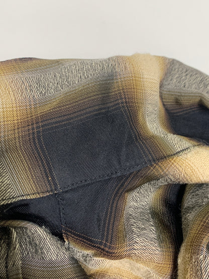 【中古品】【メンズ】 MINEDENIM マインデニム OMBRE CHECK SHIRT 2205-5001-27-032 キュプラウールオンブレチェックシャツ 半袖シャツ トップス 142-260622-yn-07-min サイズ：3 カラー：ブラック/ブラウン/カーキ系 万代Net店