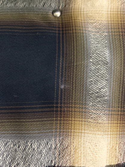 【中古品】【メンズ】 MINEDENIM マインデニム OMBRE CHECK SHIRT 2205-5001-27-032 キュプラウールオンブレチェックシャツ 半袖シャツ トップス 142-260622-yn-07-min サイズ：3 カラー：ブラック/ブラウン/カーキ系 万代Net店