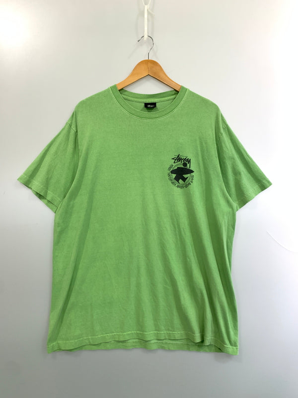 【現状渡し品】【メンズ】 STUSSY ステューシー USA製 SURFMAN SS TEE アメリカ製 サーフマン 半袖Tシャツ メンズ トップス 142-260625-hu-04-min サイズ：XL カラー：ライトグリーン 万代Net店