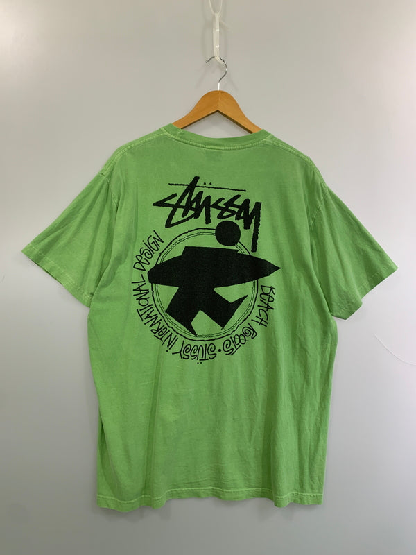 【現状渡し品】【メンズ】 STUSSY ステューシー USA製 SURFMAN SS TEE アメリカ製 サーフマン 半袖Tシャツ メンズ トップス 142-260625-hu-04-min サイズ：XL カラー：ライトグリーン 万代Net店