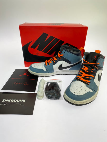 【中古品】【レディース】 NIKE×FACETASM ナイキ ファセッタズム AIR JORDAN 1 エアジョーダン MID ”WHITE NAVY” CU2802-100 靴 レディース スニーカー 166-260627-hu-04-min サイズ：24.5cm カラー：ブラック/ホワイト/オレンジ/ブルー 万代Net店