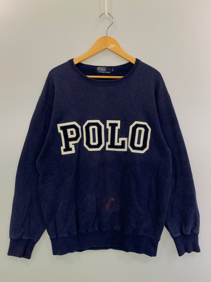 【中古品】【メンズ】 POLO RALPH LAUREN ポロ ラルフローレン LOGO SWEATSHIRT ロゴ スウェットシャツ メンズ トップス 146-260625-hu-11-min サイズ：L カラー：ネイビー 万代Net店