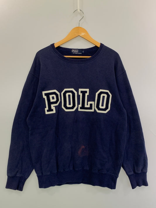 【中古品】【メンズ】 POLO RALPH LAUREN ポロ ラルフローレン LOGO SWEATSHIRT ロゴ スウェットシャツ メンズ トップス 146-260625-hu-11-min サイズ：L カラー：ネイビー 万代Net店