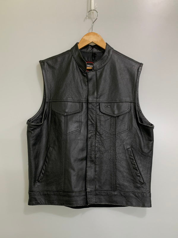 【中古品】【メンズ】 UNKNOWN USED ユーズド LEATHER VEST レザーベスト トップス 146-260626-yn-10-min サイズ：L カラー：ブラック 万代Net店