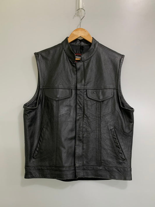 【中古品】【メンズ】 UNKNOWN USED ユーズド LEATHER VEST レザーベスト トップス 146-260626-yn-10-min サイズ：L カラー：ブラック 万代Net店