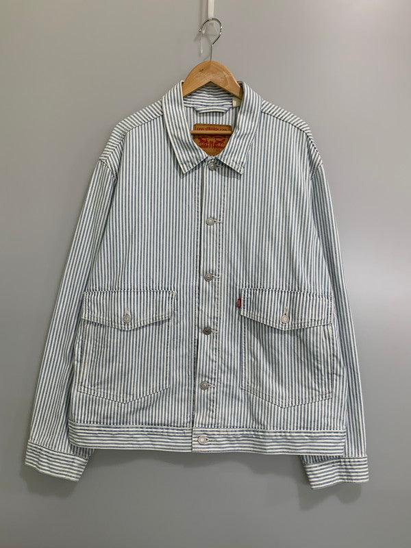 【中古品】【メンズ】 LEVI'S リーバイス 2ND TYPE STRIPE JACKET PC9-52494-0006 ストライプジャケット ライトアウター 147-260626-yn-12-min サイズ：XL カラー：ホワイト/ライトブルー 万代Net店