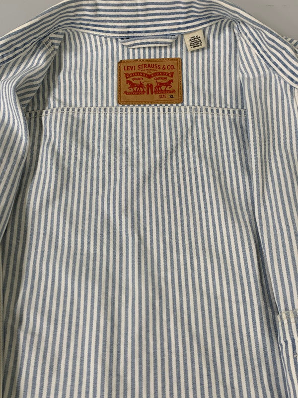 【中古品】【メンズ】 LEVI'S リーバイス 2ND TYPE STRIPE JACKET PC9-52494-0006 ストライプジャケット ライトアウター 147-260626-yn-12-min サイズ：XL カラー：ホワイト/ライトブルー 万代Net店