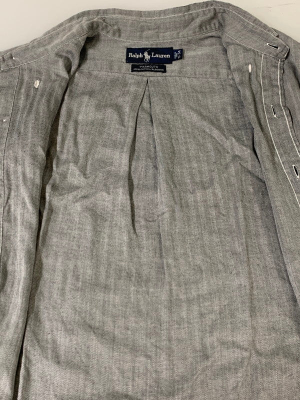 【中古品】【メンズ】 RALPH LAUREN ラルフローレン 90's HERRINGBONE L/S SHIRT 90年代 ヘリンボーン ロングスリーブシャツ 長袖シャツ トップス 146-260626-yn-08-min サイズ：15-34 カラー：グレー 万代Net店