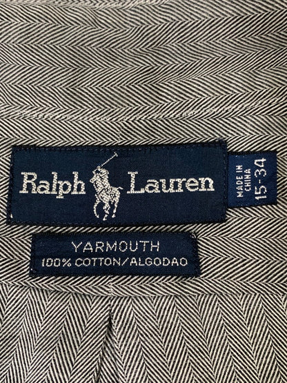 【中古品】【メンズ】 RALPH LAUREN ラルフローレン 90's HERRINGBONE L/S SHIRT 90年代 ヘリンボーン ロングスリーブシャツ 長袖シャツ トップス 146-260626-yn-08-min サイズ：15-34 カラー：グレー 万代Net店