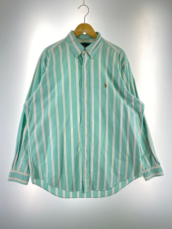 【中古品】【メンズ】 RALPH LAUREN ラルフローレン 90S STRIPE SHIRT 長袖シャツ ロングスリーブ 146-260718-AS-60-min サイズ：L カラー：ライトグリーン 万代Net店