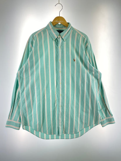 【中古品】【メンズ】 RALPH LAUREN ラルフローレン 90S STRIPE SHIRT 長袖シャツ ロングスリーブ 146-260718-AS-60-min サイズ：L カラー：ライトグリーン 万代Net店