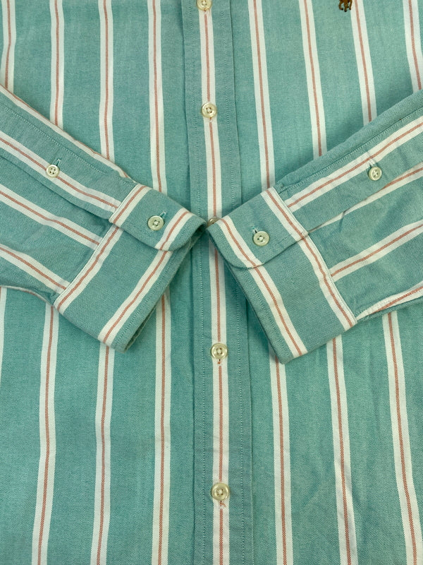 【中古品】【メンズ】 RALPH LAUREN ラルフローレン 90S STRIPE SHIRT 長袖シャツ ロングスリーブ 146-260718-AS-60-min サイズ：L カラー：ライトグリーン 万代Net店