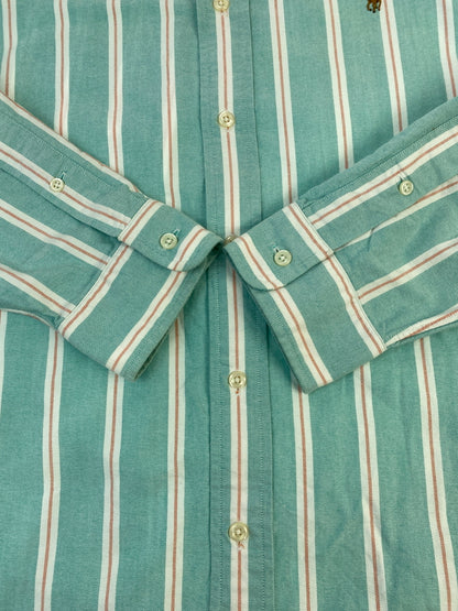 【中古品】【メンズ】 RALPH LAUREN ラルフローレン 90S STRIPE SHIRT 長袖シャツ ロングスリーブ 146-260718-AS-60-min サイズ：L カラー：ライトグリーン 万代Net店