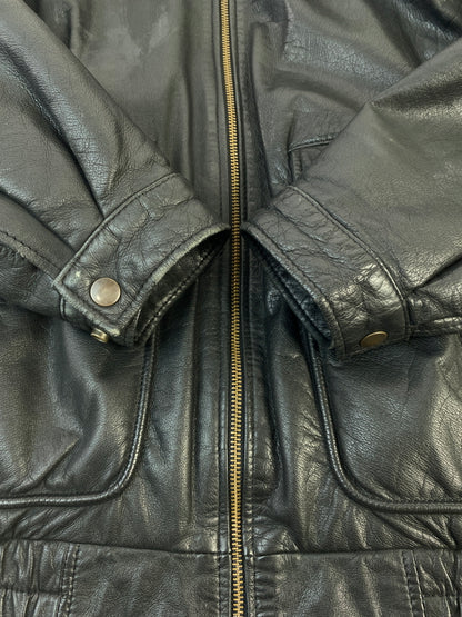【中古品】【メンズ】 FLIGHT EQUIPMENT フライト イクイップメント COW LEATHER JACKET カウ レザージャケット メンズ 革ジャン アウター 146-260703-hu-19-min サイズ：L カラー：ブラック 万代Net店