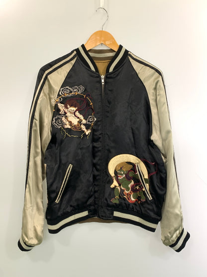 【中古品】【メンズ】 SATORI サトリ 風神 雷神 リバーシブル スカジャン 145-260630-zi-03-min サイズ：M カラー：ブラック/ブラウン系 万代Net店