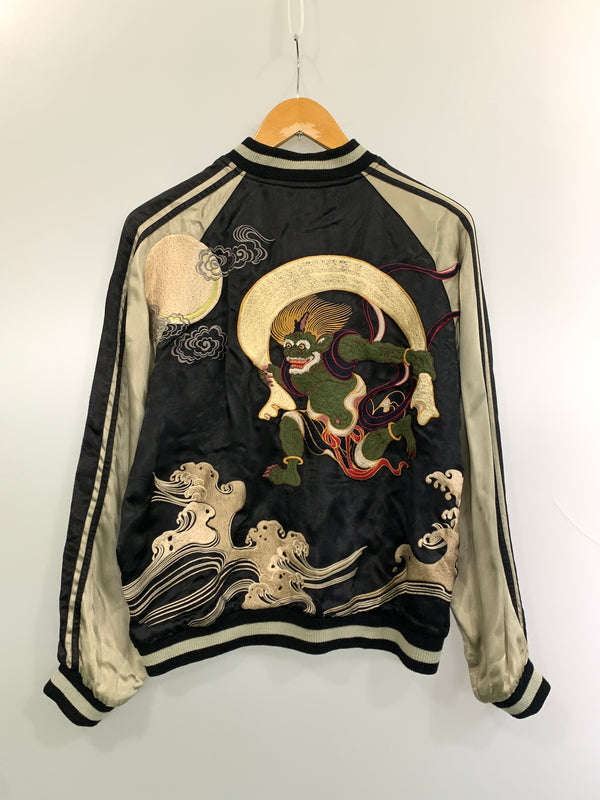 【中古品】【メンズ】 SATORI サトリ 風神 雷神 リバーシブル スカジャン 145-260630-zi-03-min サイズ：M カラー：ブラック/ブラウン系 万代Net店