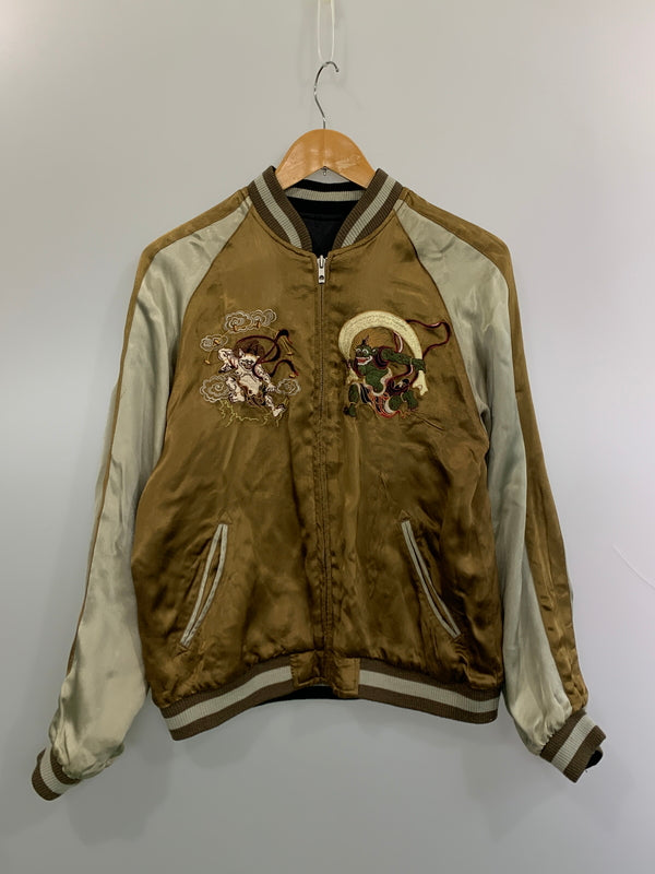 【中古品】【メンズ】 SATORI サトリ 風神 雷神 リバーシブル スカジャン 145-260630-zi-03-min サイズ：M カラー：ブラック/ブラウン系 万代Net店