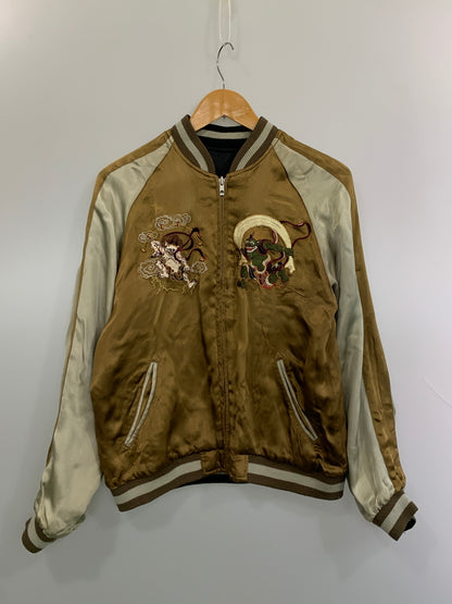 【中古品】【メンズ】 SATORI サトリ 風神 雷神 リバーシブル スカジャン 145-260630-zi-03-min サイズ：M カラー：ブラック/ブラウン系 万代Net店