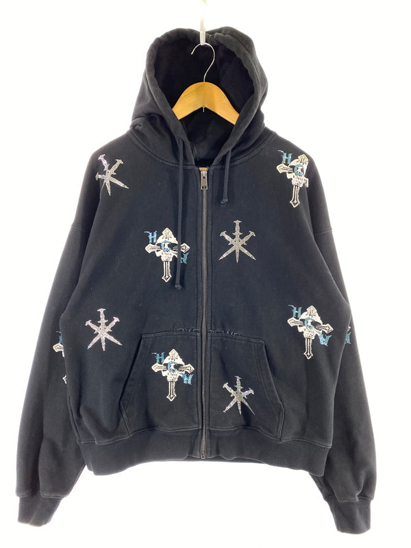 【中古品】【メンズ】 UNKNOWN×HCW アンノウン ロンドン × エド ハーディー RHINESTONE HOODIE ラインストーン フーディー メンズ トップス パーカー 142-260703-hu-10-min サイズ：M カラー：ブラック 万代Net店