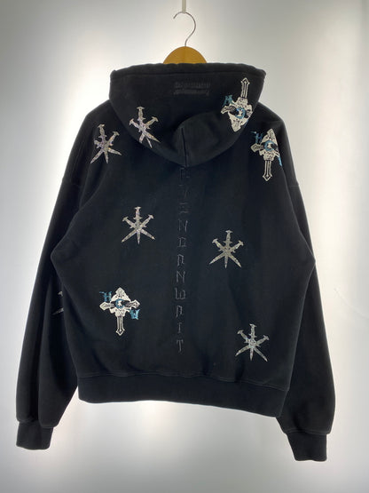 【中古品】【メンズ】 UNKNOWN×HCW アンノウン ロンドン × エド ハーディー RHINESTONE HOODIE ラインストーン フーディー メンズ トップス パーカー 142-260703-hu-10-min サイズ：M カラー：ブラック 万代Net店