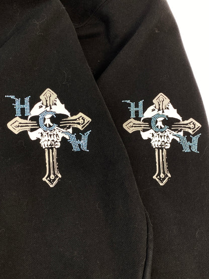 【中古品】【メンズ】 UNKNOWN×HCW アンノウン ロンドン × エド ハーディー RHINESTONE HOODIE ラインストーン フーディー メンズ トップス パーカー 142-260703-hu-10-min サイズ：M カラー：ブラック 万代Net店