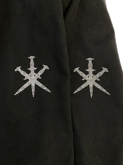 【中古品】【メンズ】 UNKNOWN×HCW アンノウン ロンドン × エド ハーディー RHINESTONE HOODIE ラインストーン フーディー メンズ トップス パーカー 142-260703-hu-10-min サイズ：M カラー：ブラック 万代Net店
