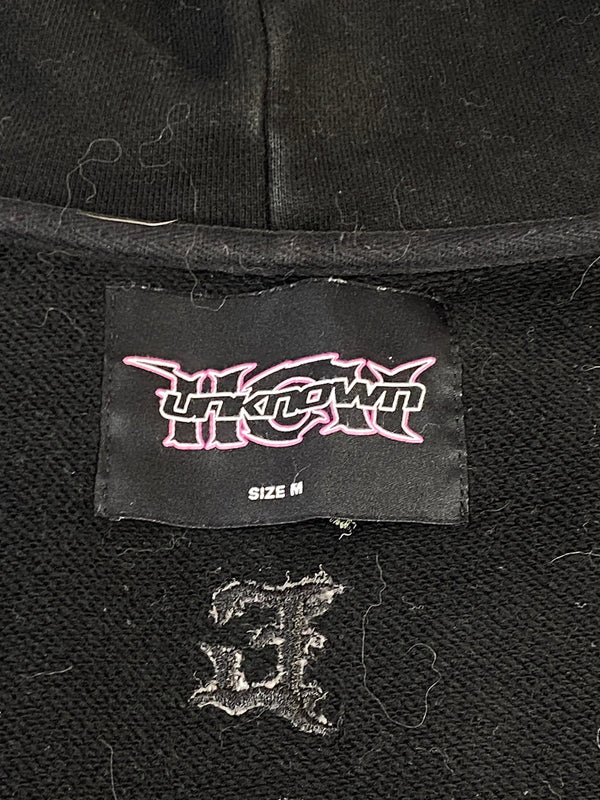 【中古品】【メンズ】 UNKNOWN×HCW アンノウン ロンドン × エド ハーディー RHINESTONE HOODIE ラインストーン フーディー メンズ トップス パーカー 142-260703-hu-10-min サイズ：M カラー：ブラック 万代Net店
